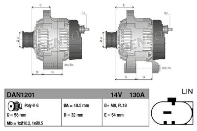 GENERATOR / ALTERNATOR DENSO DAN1201 2