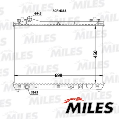 Радиатор, охлаждение двигателя MILES ACRM366