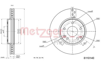 спирачен диск METZGER AUTOTEILE 6110140