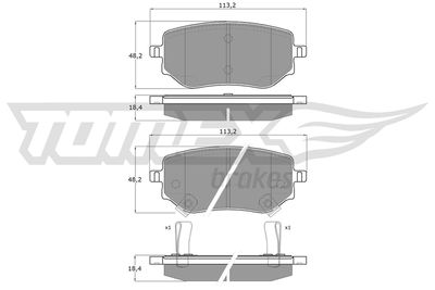 Комплект тормозных колодок, дисковый тормоз TOMEX Brakes TX 15-87 для MERCEDES-BENZ X-CLASS