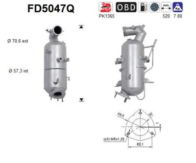Filtr sadzy / filtr cząstek stałych, układ wydechowy AS 25184393