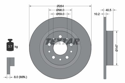 Тормозной диск TEXTAR 92271703 для FIAT 500L