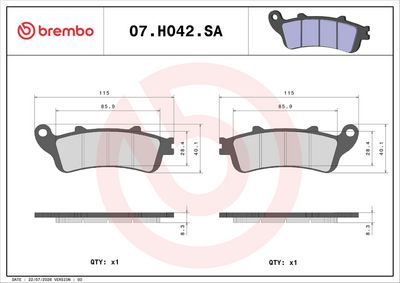 Set placute frana BREMBO 07HO42SA