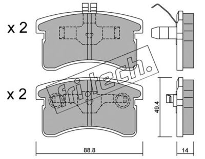Sada brzdových destiček, kotoučová brzda fri.tech. 387.0