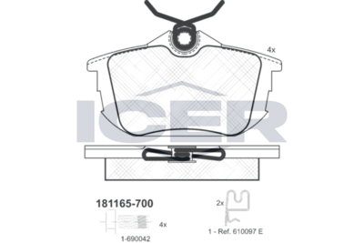 Kit de plaquettes de frein, frein à disque ICER