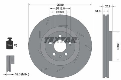 Тормозной диск TEXTAR 92319005 для PORSCHE MACAN