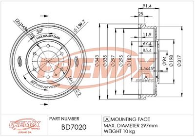 Тормозной барабан FREMAX BD-7020 для MITSUBISHI L200