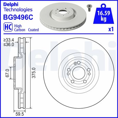 Tarcza hamulcowa DELPHI BG9496C