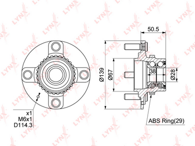 LYNXauto WH-1138 Подшипник ступицы  для HYUNDAI ACCENT седан (X-3) 1.5 i 12V