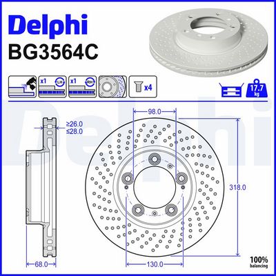 спирачен диск DELPHI BG3564C