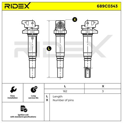запалителна бобина RIDEX 689C0343
