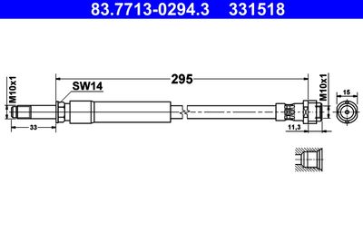 Тормозной шланг ATE 83.7713-0294.3 для MERCEDES-BENZ SLK