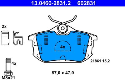 Комплект тормозных колодок, дисковый тормоз ATE 13.0460-2831.2 для MITSUBISHI COLT