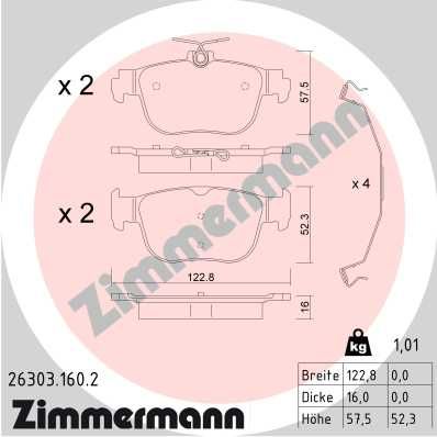 Комплект тормозных колодок, дисковый тормоз ZIMMERMANN 26303.160.2 для CUPRA FORMENTOR