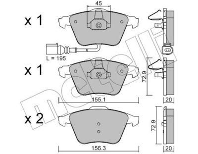 комплект спирачно феродо, дискови спирачки METELLI