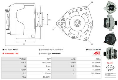 GENERATOR / ALTERNATOR AS-PL A6127 4
