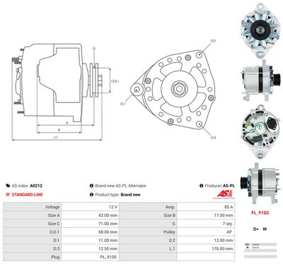 GENERATOR / ALTERNATOR AS-PL A0212 4