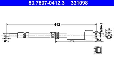 ATE 83.7807-0412.3 Тормозной шланг  для OPEL SIGNUM (Опель Сигнум)