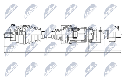 Приводной вал NTY NPW-VV-065 для VOLVO V40