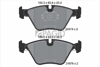 комплект спирачно феродо, дискови спирачки PAGID T1272N