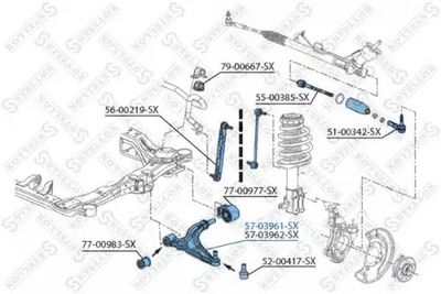 носач, окачване на колелата STELLOX 57-03961-SX