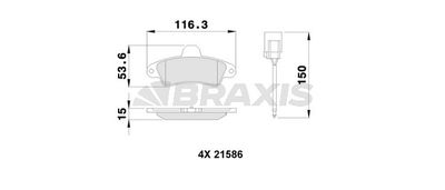 Комплект тормозных колодок, дисковый тормоз BRAXIS AB0252 для FORD COUGAR