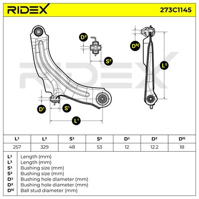 носач, окачване на колелата RIDEX 273C1145