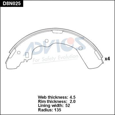 Комплект тормозных колодок ADVICS D8N025 для MITSUBISHI L400