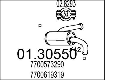 Предглушитель выхлопных газов MTS 01.30550 для RENAULT 5