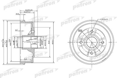 Тормозной барабан PATRON PDR1146 для RENAULT 5