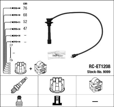 Комплект проводов зажигания NGK 9099 для TOYOTA CARINA