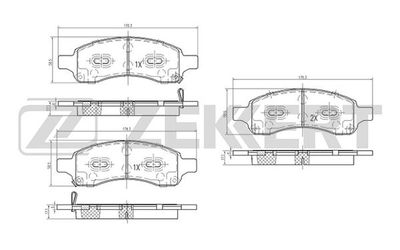 Комплект тормозных колодок, дисковый тормоз ZEKKERT BS-2066 для CHEVROLET TRAILBLAZER