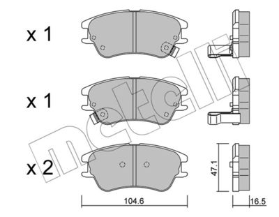 Комплект тормозных колодок, дисковый тормоз METELLI 22-0502-0 для HYUNDAI ATOS