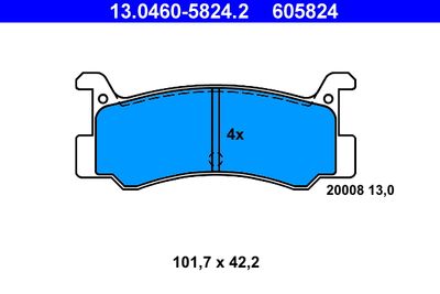 Комплект тормозных колодок, дисковый тормоз ATE 13.0460-5824.2 для MAZDA MX-3