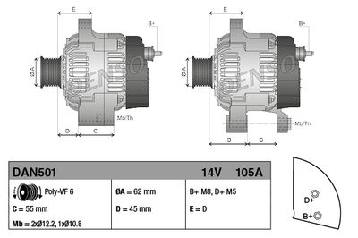 GENERATOR / ALTERNATOR DENSO DAN501 2