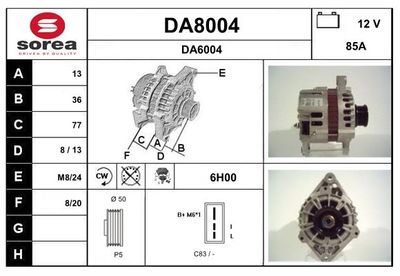 GENERATOR / ALTERNATOR SNRA DA8004