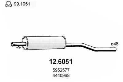 Средний глушитель выхлопных газов ASSO 12.6051 для FIAT CAMPAGNOLA