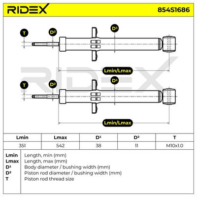 амортисьор RIDEX 854S1686