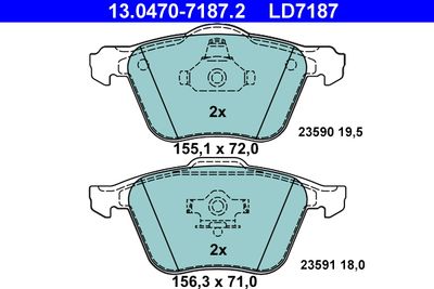 Комплект тормозных колодок, дисковый тормоз ATE 13.0470-7187.2 для VOLVO S80