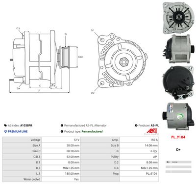GENERATOR / ALTERNATOR AS-PL A1038PR 4
