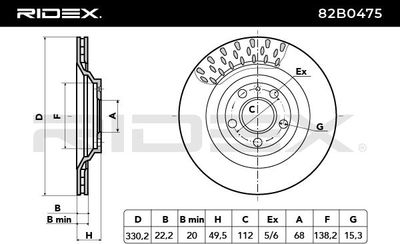 спирачен диск RIDEX 82B0475