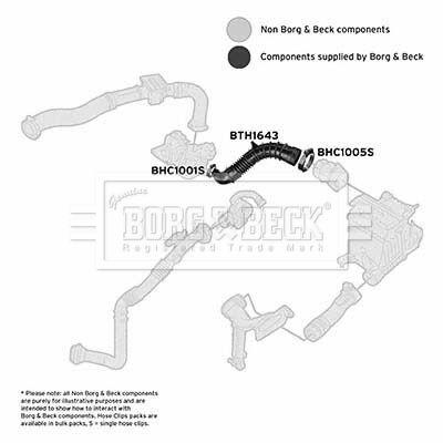 Intake Hose, air filter Borg & Beck BTH1643