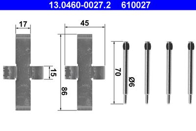 Комплектующие, колодки дискового тормоза ATE 13.0460-0027.2 для MERCEDES-BENZ СЕДАН