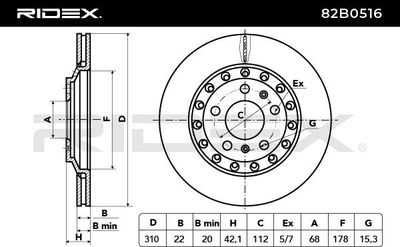 спирачен диск RIDEX 82B0516