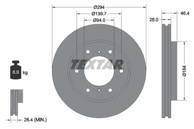 Тормозной диск TEXTAR 92180203 для FIAT FULLBACK