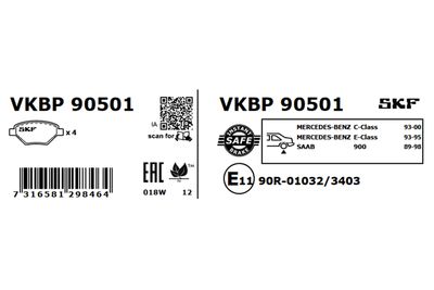 Комплект тормозных колодок, дисковый тормоз VKBP 90501