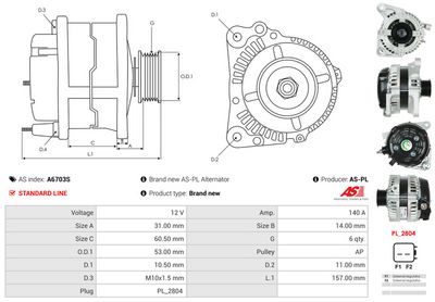 GENERATOR / ALTERNATOR AS-PL A6703S 4