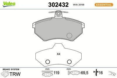BREMSBELAGSATZ SCHEIBENBREMSE