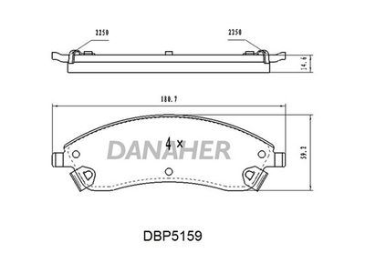 DANAHER DBP5159 Тормозные колодки и сигнализаторы  для CADILLAC  (Кадиллак Срx)