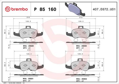 Bremseklodser BREMBO P 85 160